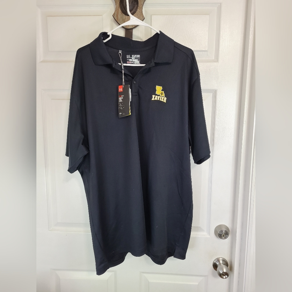 (844) Under Armour Men's Xavier University Polo Shirt, Size: 2XL Color Black